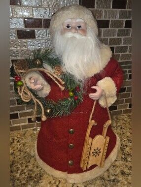 VTG Festive Red Santa Figurine Free Standing Christmas Holiday Decoration